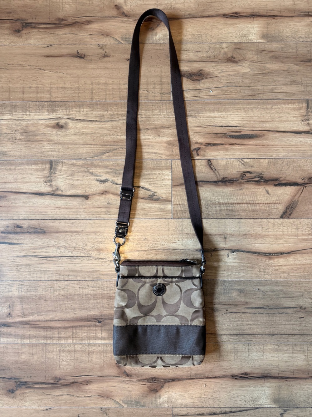 Coach Brown Khaki Signature C Messenger Crossbody